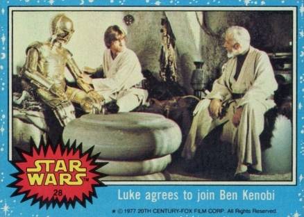 1977 Star Wars Luke agrees to join Ben Kenobi #28 Non-Sports Card