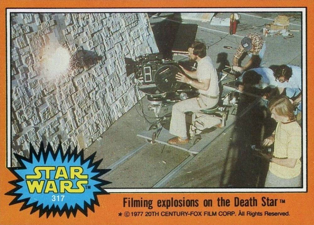 1977 Star Wars Filming explosions on the Death Star #317 Non-Sports Card