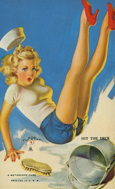 1945 Mutoscope Artist Pin-Up Girls Hit The Deck # Non-Sports Card