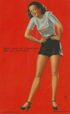 1945 Mutoscope Artist Pin-Up Girls Sure, Show Me A Diamond And I'll Play Ball # Non-Sports Card