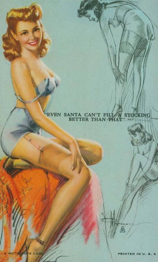 1945 Mutoscope Artist Pin-Up Girls Even Santa Can't Fill A Stocking Better Than That # Non-Sports Card