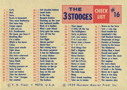 1959 The 3 Stooges You won't fool anybody with that haircut-Checklist #64c Non-Sports Card