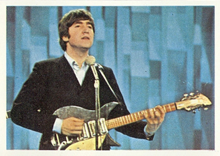 1964 Beatles Color John playing guitar #14 Non-Sports Card