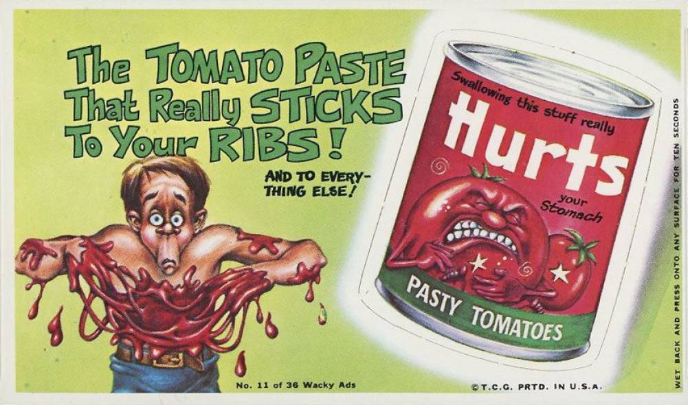 1969 Topps Wacky Ads Hurts Tomatoes #11 Non-Sports Card