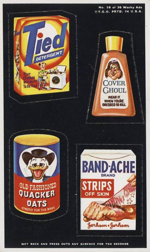 1969 Topps Wacky Ads Tied / Cover Ghoul / Quaker Oats / Band-Ache #16 Non-Sports Card
