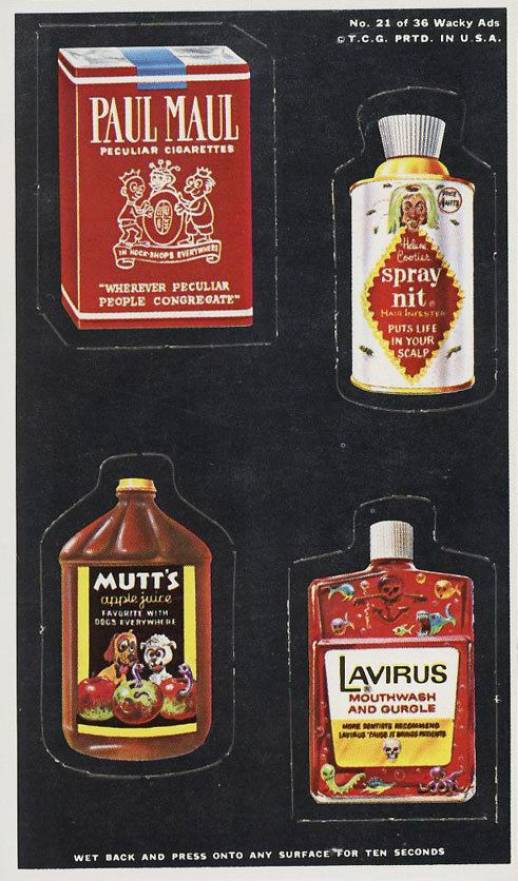 1969 Topps Wacky Ads Paul Maul / Spray Nit / Lavirus / Mutt's #21 Non-Sports Card