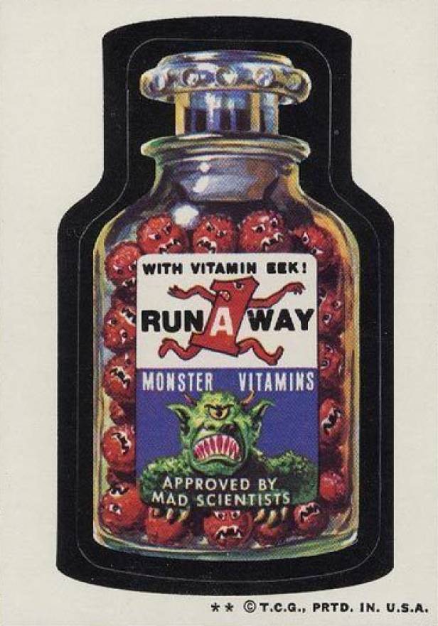 1974 Topps Wacky Packs 6th Series Run-A-Way Vitamins #5 Non-Sports Card