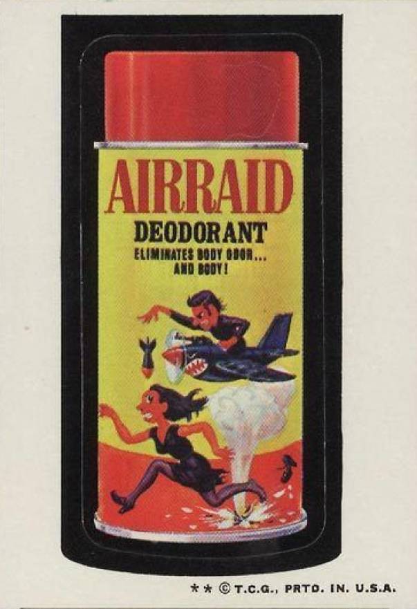 1974 Topps Wacky Packs 6th Series Airraid Deodorant #11 Non-Sports Card