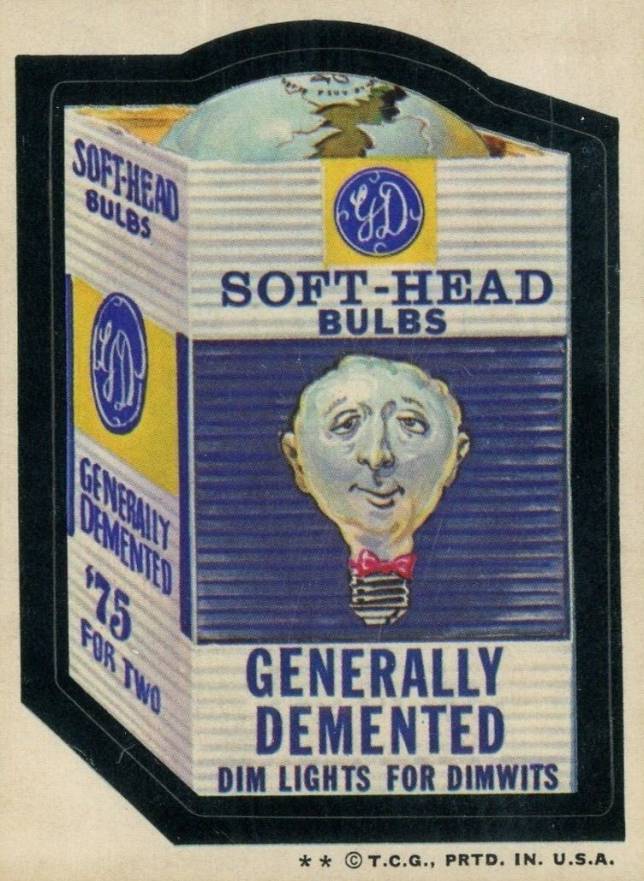 1974 Topps Wacky Packs 6th Series Soft-Head Bulbs #13 Non-Sports Card