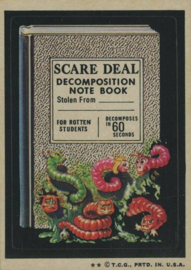 1974 Topps Wacky Packs 6th Series Scare-Deal Notebook #21 Non-Sports Card