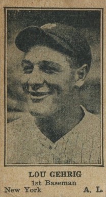 1925 Strip Card Loe Gehrig # Baseball Card