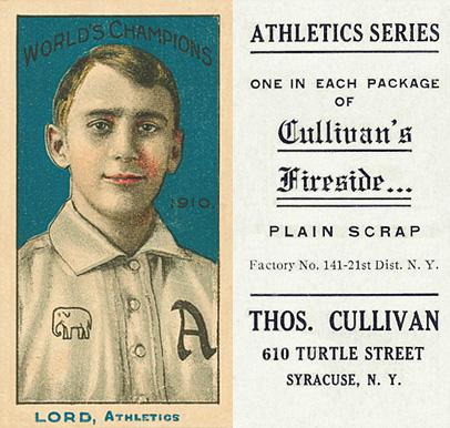 1911 Cullivan's Fireside Philadelphia A's Lord, Athletics # Baseball Card