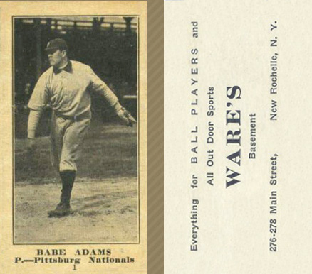 1916 Wares Babe Adams #1 Baseball Card