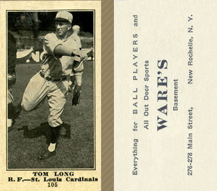 1916 Wares Tom Long #105 Baseball Card
