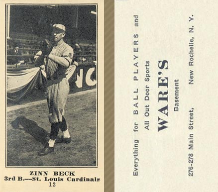 1916 Wares Zinn Beck #12 Baseball Card