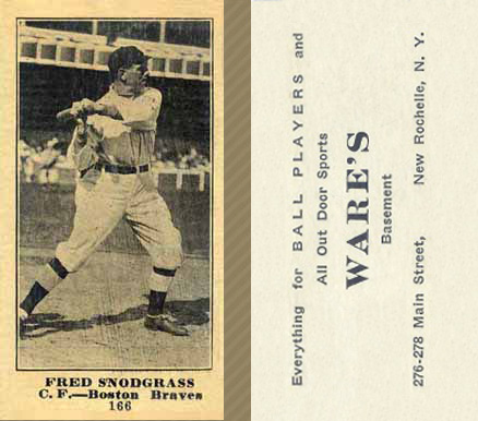 1916 Wares Fred Snodgrass #166 Baseball Card