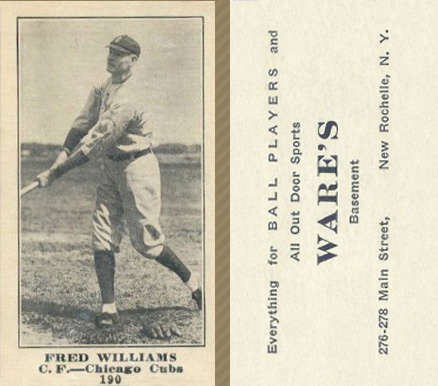 1916 Wares Fred Williams #190 Baseball Card
