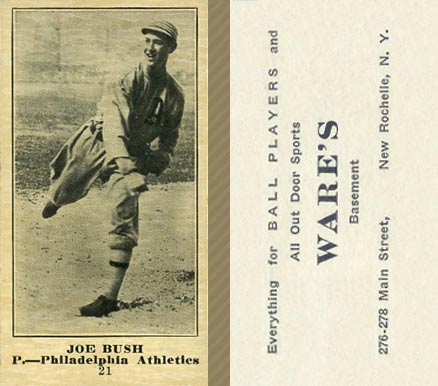 1916 Wares Joe Bush #21 Baseball Card