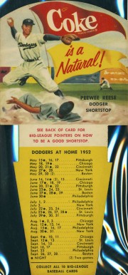 1952 Coca-Cola Playing Tips Pee Wee Reese # Baseball Card