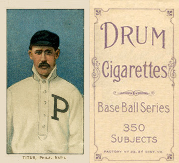 1909 White Borders Drum 350 Titus, Phila. Nat'L #489 Baseball Card