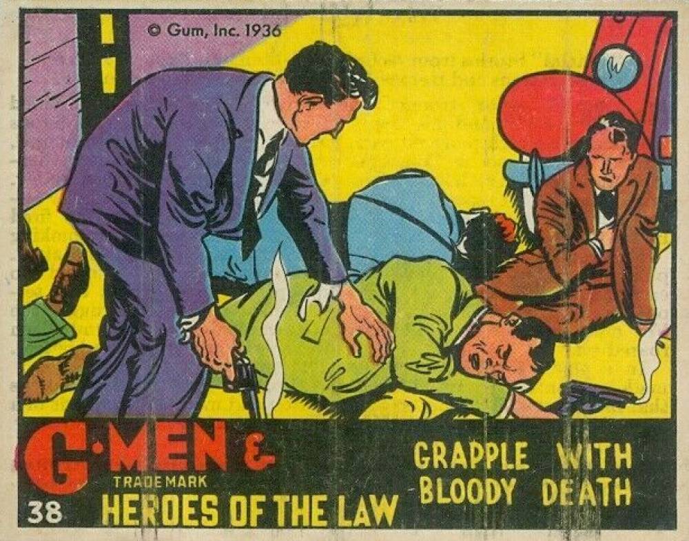 1936 G-Men & Heroes Grapple with bloody death #38 Non-Sports Card