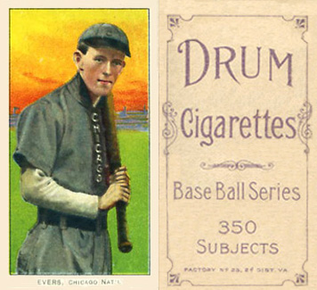 1909 White Borders Drum 350 Evers, Chicago Nat'L #167 Baseball Card