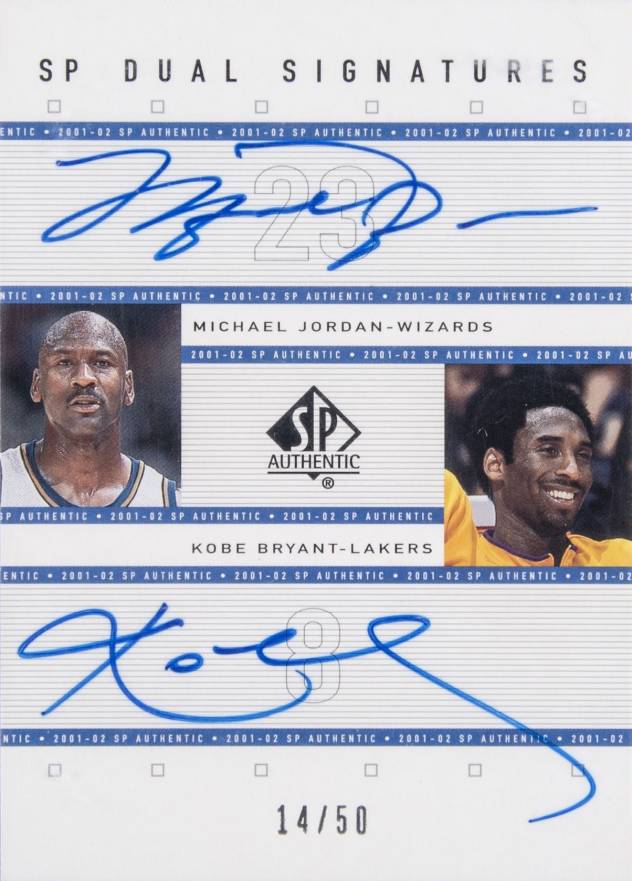 2001 SP Authentic Dual Signatures Kobe Bryant/Michael Jordan #MJ/KB Basketball Card