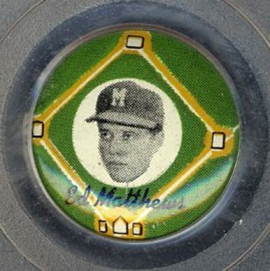 1956 Yellow Basepath Pin Ed Mathews # Baseball Card