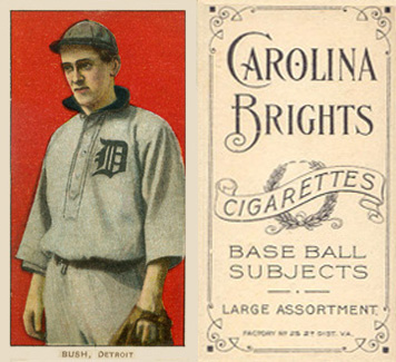 1909 White Borders Carolina Brights Bush, Detroit #65 Baseball Card