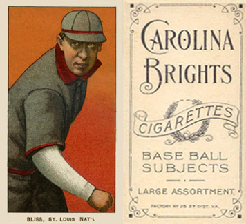 1909 White Borders Carolina Brights Bliss, St. Louis Nat'l #43 Baseball Card