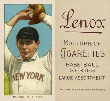 1909 White Borders Lenox-Brown Manning, N.Y. Amer. #302 Baseball Card