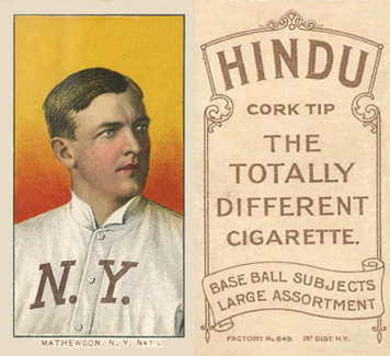 1909 White Borders Hindu-Brown Mathewson, N.Y. Nat'L #308 Baseball Card