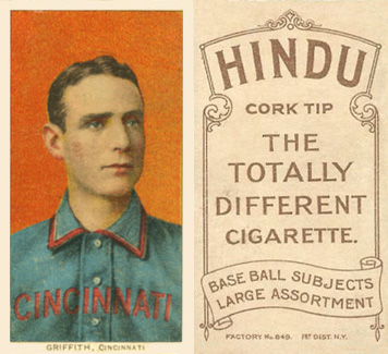 1909 White Borders Hindu-Brown Griffith, Cincinnati #196 Baseball Card
