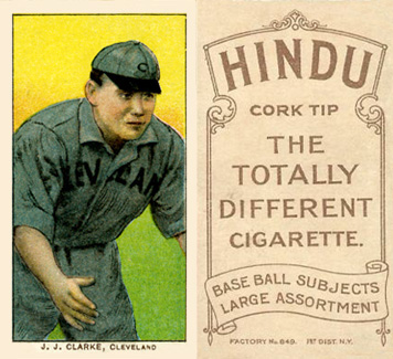1909 White Borders Hindu-Brown J.J. Clarke, Cleveland #93 Baseball Card