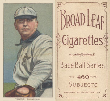 1909 White Borders Broadleaf 460 Young, Cleveland #521 Baseball Card