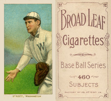 1909 White Borders Broadleaf 460 Street, Washington #470 Baseball Card
