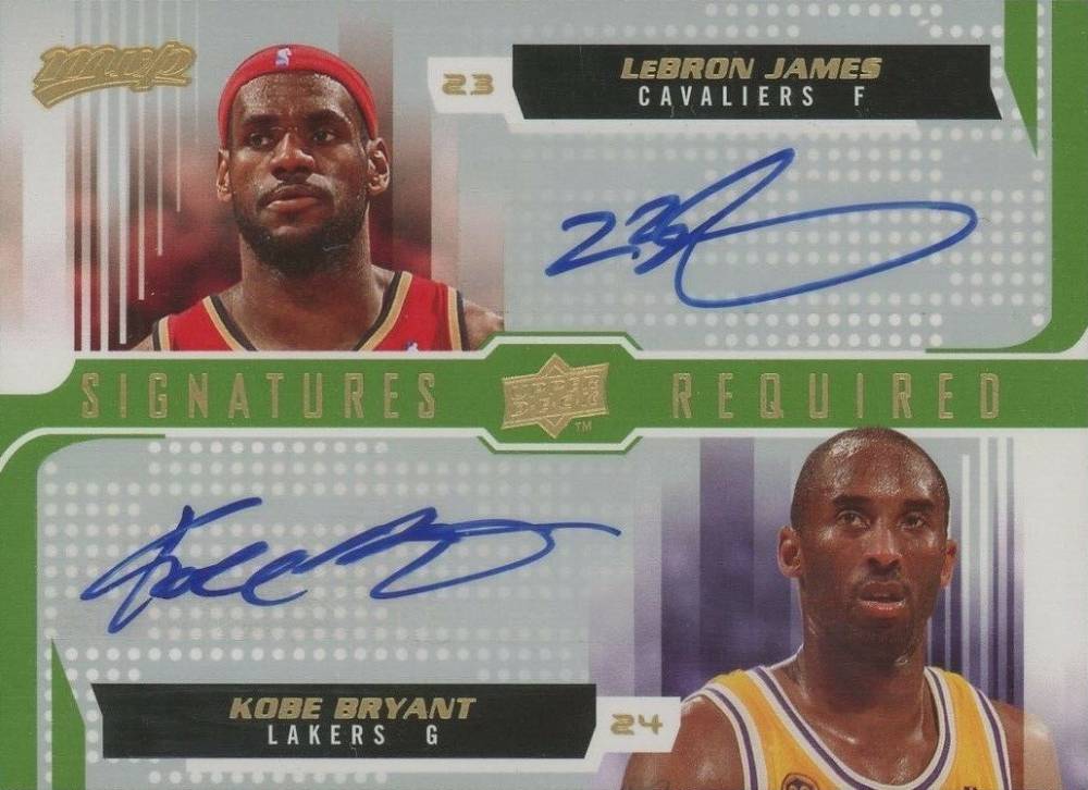 2008 Upper Deck MVP Signatures Required Kobe Bryant/LeBron James #SR-BJ Basketball Card