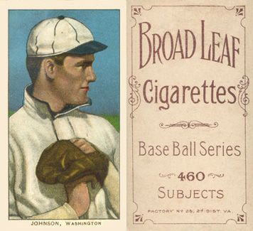 1909 White Borders Broadleaf 460 Johnson, Washington #235 Baseball Card