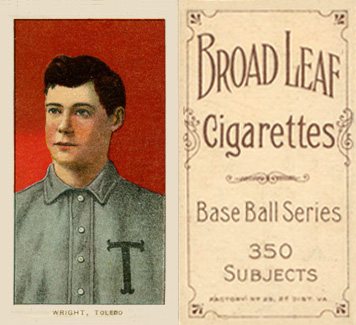 1909 White Borders Broadleaf 350  Wright, Toledo #520 Baseball Card