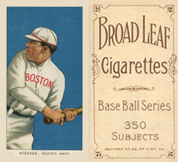 1909 White Borders Broadleaf 350  Speaker, Boston Amer. #456 Baseball Card