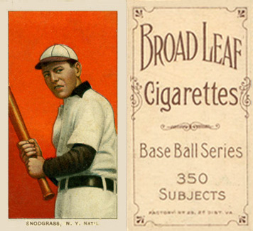 1909 White Borders Broadleaf 350  Snodgrass, N.Y. Nat'L #453 Baseball Card