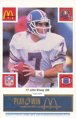 1986 McDonald's Broncos John Elway #7 Football Card