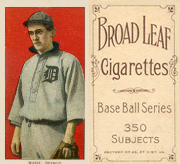 1909 White Borders Broadleaf 350  Bush, Detroit #65 Baseball Card