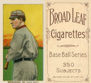 1909 White Borders Broadleaf 350  Bresnahan, St. Louis Nat'l #52 Baseball Card