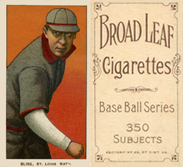 1909 White Borders Broadleaf 350  Bliss, St. Louis Nat'l #43 Baseball Card