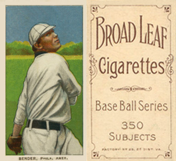 1909 White Borders Broadleaf 350  Bender, Phila. Amer. #33 Baseball Card