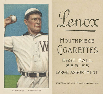 1909 White Borders Lenox-Black Schaefer, Washington #421 Baseball Card