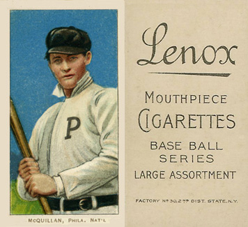 1909 White Borders Lenox-Black McQuillan, Phila. Nat'L #329 Baseball Card