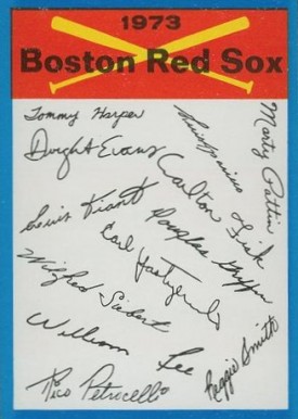1973 Topps Team Checklist Boston Red Sox # Baseball Card