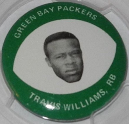 1969 Drenks Potato Chip Packers Pins Travis Williams # Football Card